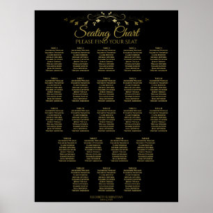 22 Tabel Eenvoudige Gold Black Wedding Seating Cha Poster