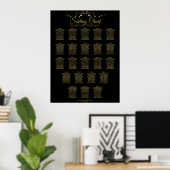 22 Tabel Eenvoudige Gold Black Wedding Seating Cha Poster (Thuiskantoor)