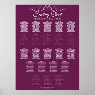 22 Tabel Elegant Cassis Wedding Seating Chart Poster