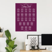 22 Tabel Elegant Cassis Wedding Seating Chart Poster (Thuiskantoor)