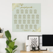 22 Tabel Lacy Gold op Sage Wedding Seating Chart Poster (Thuiskantoor)
