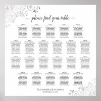 22 Tabel Lacy Silver White Wedding Seating Chart