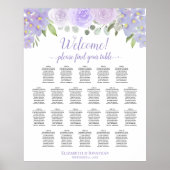 22 Tabel Lavender Floral Wedding Seating Chart Poster (Voorkant)