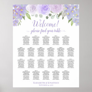 22 Tabel Lavender Floral Wedding Seating Chart Poster