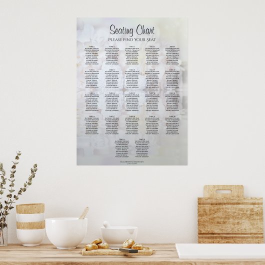 22 Tabel White Reflections Wedding Seating Chart Poster (Keuken)
