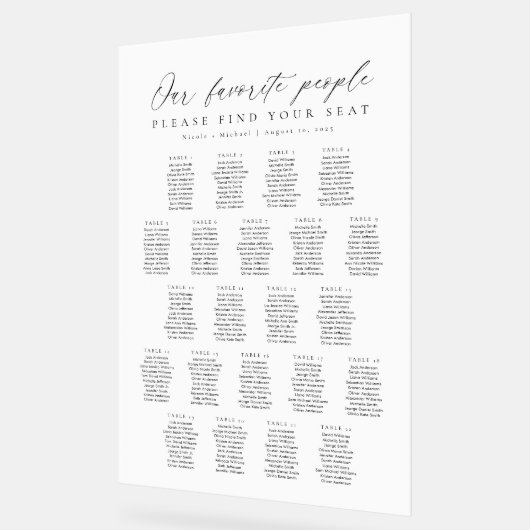 22 Tables Favorite People Acrylic Seating Chart Acryl Bord (Hoek)