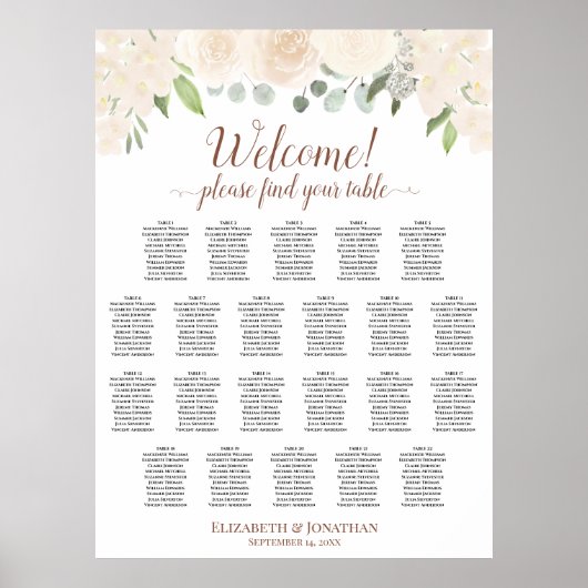 22 Tafel Blozend Perzik Bloemstuk Bruiloft Zitplaa Poster (Voorkant)