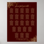 22 Tafel-bruiloft-zitje Auburn & Gold Lace Poster (Voorkant)