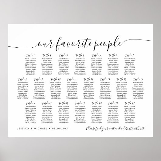 22 Tafel Elegant Onze favoriete Mensen Zitgrafiek Poster (Voorkant)