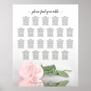 22 Tafel Elegante Roze Roos Trouw Zittijd Chart Poster