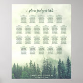 22 Tafel Green Pine Trees Wedding Seating Chart Poster (Voorkant)