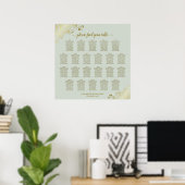 22 Tafel Kantachtig Goud op Salie Huwelijks Zitpla Poster (Thuiskantoor)
