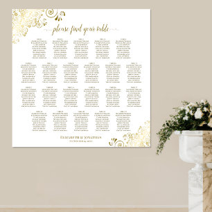 22 Tafel Kantachtig Goud op Witte Trouw Stoelenkaa Poster