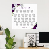 22 Tafel Paars Boho Bloemig Trouw Stoelen Plan Poster (Thuiskantoor)