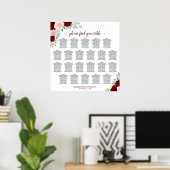 22 Tafel Rood & Roze Bloemstuk Bruiloft Zitplaats  Poster (Thuiskantoor)