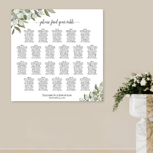 22 Tafel Rustieke Eucalyptus Trouwstoelindeling Poster