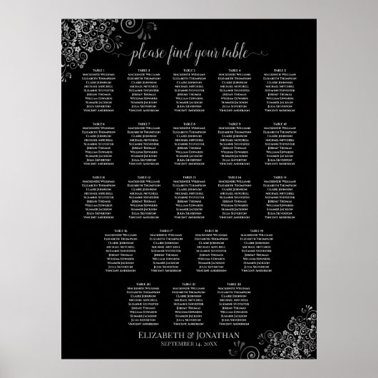 22 Tafel-weddenschapskaart (zwart & grijs) Poster (Voorkant)