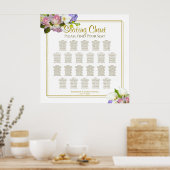 22 Tafel - weduwenkaart Gold en roze Floral Poster (Keuken)