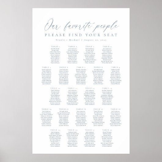 22 Tafels Onze Favoriete Mensen Zittinglijst Poster (Voorkant)