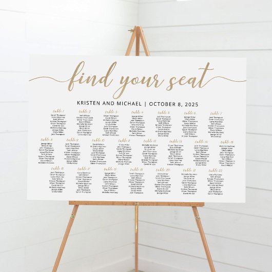 22 Tafels Vind je stoel zitplaats Chart Plan Poster