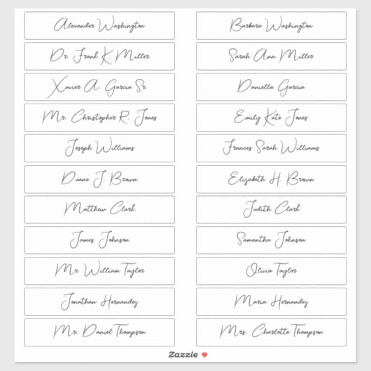 22 Trouwgastnamen Elegante Monoline Script Sticker (Vel)