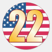22 USA Goud Ronde Sticker (Voorkant)