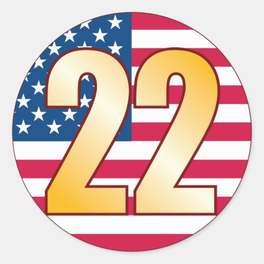 22 USA Goud Ronde Sticker (Voorkant)