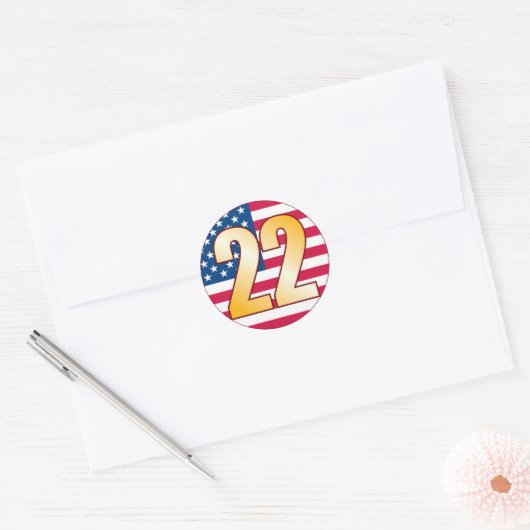22 USA Goud Ronde Sticker (Envelop)