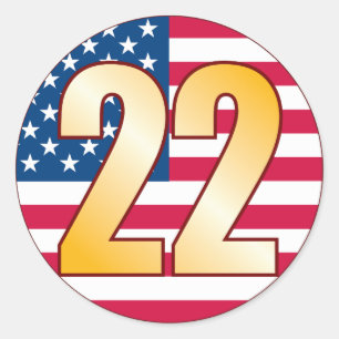 22 USA Goud Ronde Sticker