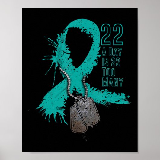 22 uur per dag is 22 uur voor Veteran Suicide Awar Poster (Voorkant)