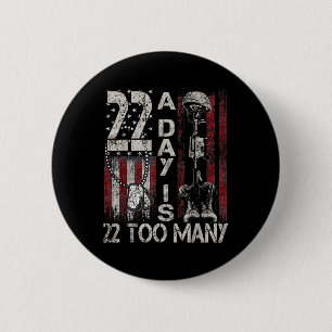 22 uur per dag is 22 uur voor Veteran Suicide Awar Ronde Button 5,7 Cm