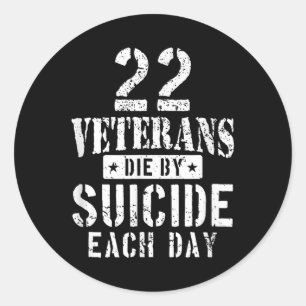 22 Veteranen sterven elke dag door zelfmoord Milit Ronde Sticker