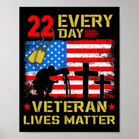 22 Veterans A Day Veteran Suicide Prevention Aware Poster (Voorkant)