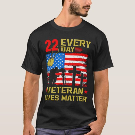 22 Veterans A Day Veteran Suicide Prevention Aware T-shirt (Voorkant)