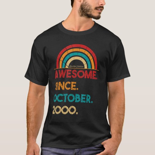 22 Year Old Awesome Since October 2000 22nd Birth T-shirt (Voorkant)