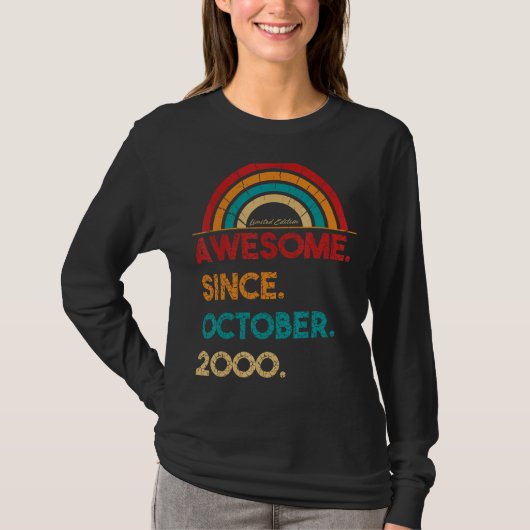 22 Year Old Awesome Since October 2000 22nd Birth T-shirt (Voorkant)