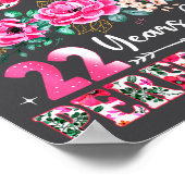 22 Year Old Made In 2004 Floral 22th Birthday Wome Poster (Hoek)