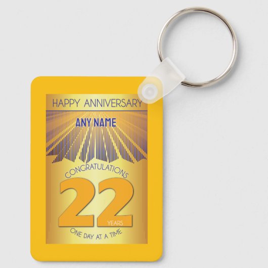 22 Year Sober Anniversary | Golden Ray 12 Step Sleutelhanger (Achterkant)