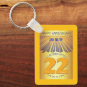 22 Year Sober Anniversary | Golden Ray 12 Step Sleutelhanger (Voorkant)