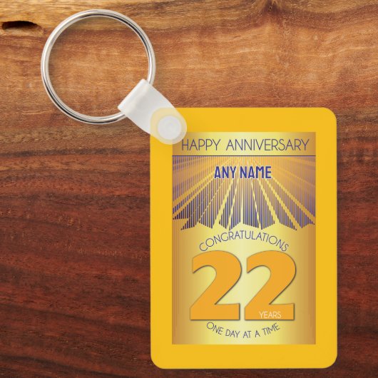 22 Year Sober Anniversary | Golden Ray 12 Step Sleutelhanger (Voorkant)