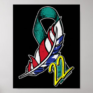 22 Zelfmoordbewustzijn bij Veteran PTSD US Feather Poster