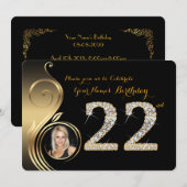 22e, Birthday Invitation, Number Diamond, Foto 2 Kaart (Voorkant / Achterkant)