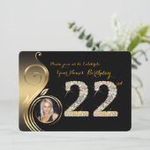 22e, Birthday Invitation, Number Diamond, Foto 2 Kaart (Staand voorkant)