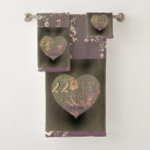 22e bruiloft Jubileum Coppery Heart Roos Bad Handdoek (Insitu)