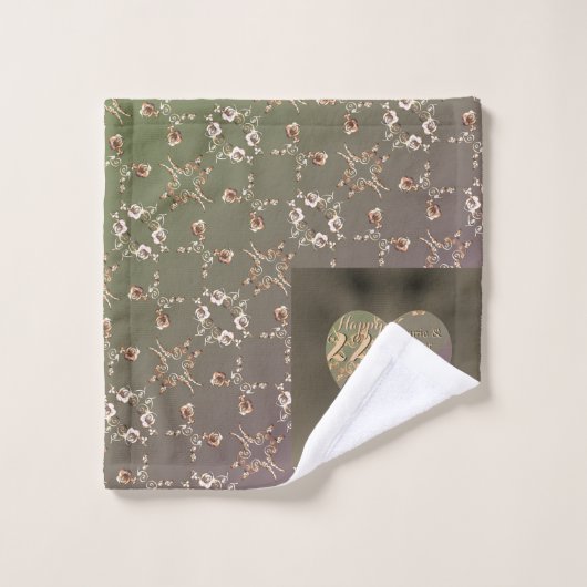 22e bruiloft Jubileum Coppery Heart Roos Bad Handdoek (Wasdoekje)