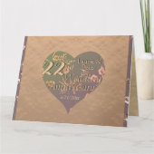 22e bruiloft Jubileum Coppery Heart Roos Kaart (Voorkant)