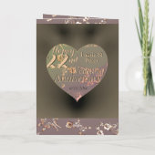 22e bruiloft Jubileum Coppery Heart Roos Kaart (Achterkant)