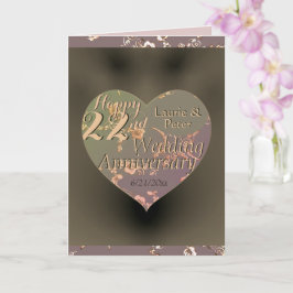 22e bruiloft Jubileum Coppery Heart Roos Kaart