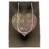22e bruiloft Jubileum Coppery Heart Roos Medium Cadeauzakje (Achterkant)