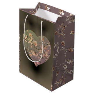 22e bruiloft Jubileum Coppery Heart Roos Medium Cadeauzakje